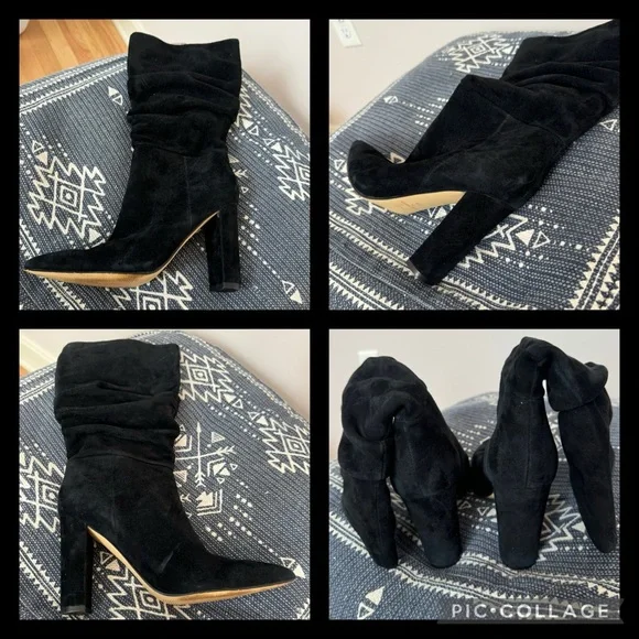 MARC FISHER Gromer Suede Slouched Mid Calf Boots Black size 7.5 women’s - Picture 4 of 5